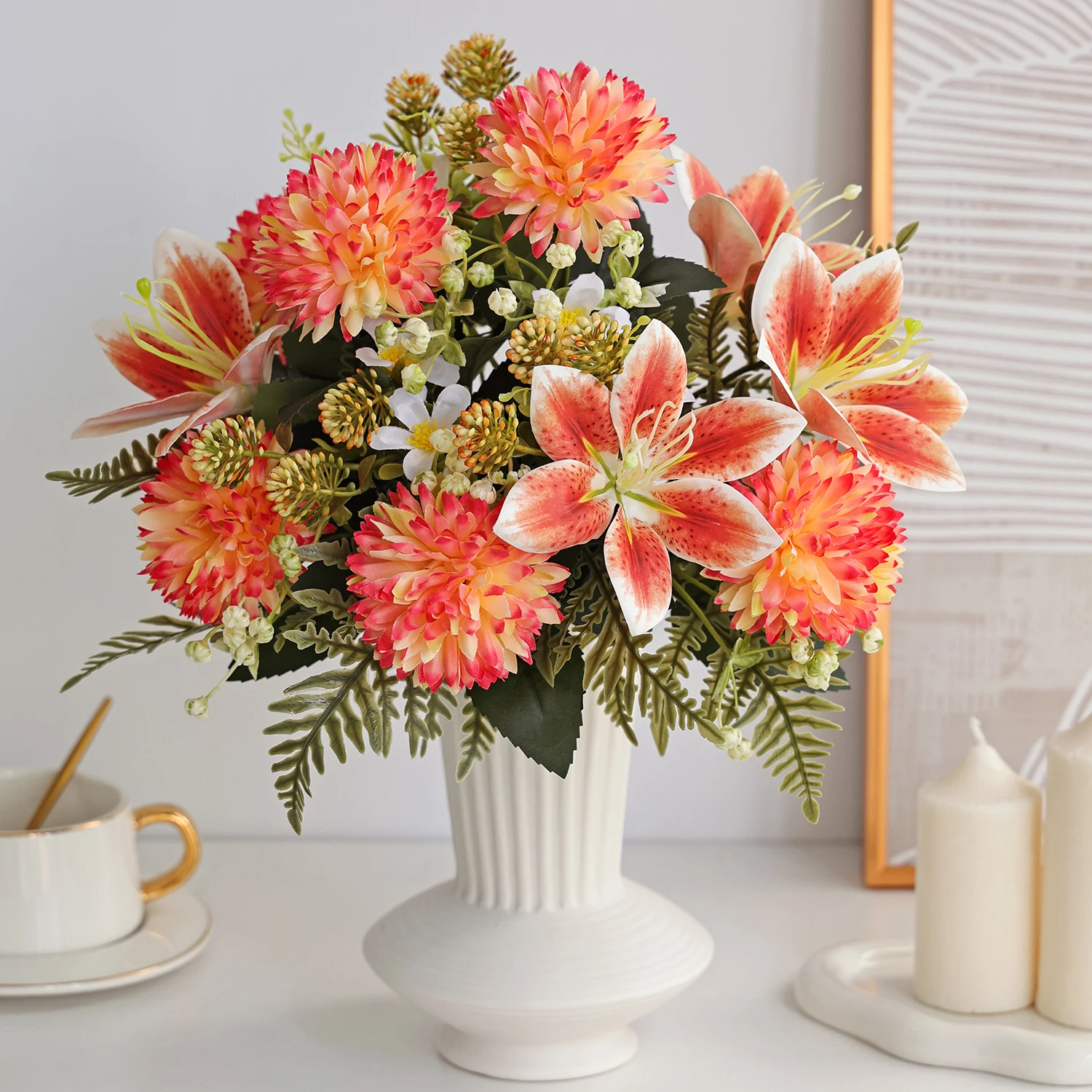 Künstliche Seidenlilien für Zuhause, Zimmer, Tisch, Hochzeit, Brautsträuße, Dekoration, Festival, Garten, Vase, Party, DIY-Geschenke – Detail 6