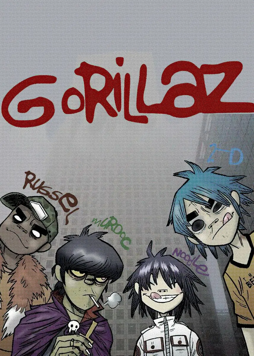 Virtuele Anime Rock Band Gorillaz Poster Moderne Muziek Album Cover Canvas Schilderij Wall Art voor Club Woonkamer Home Decor Muurschildering