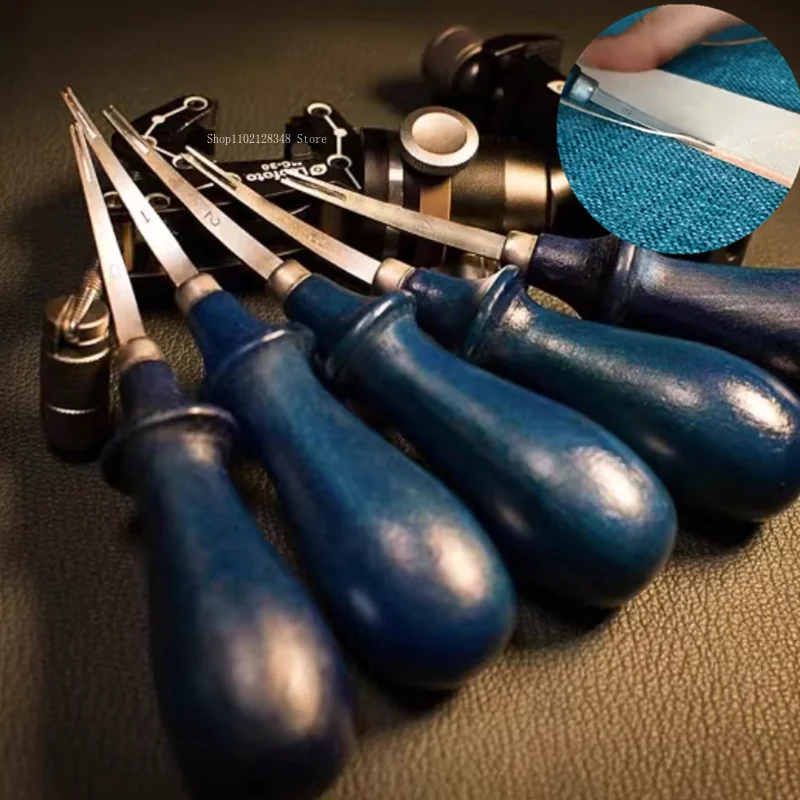 

Blue Handle Peel Edge Tools Chamfer Edger Handmade DIY Leather Package Belt Tanned Leather Fillet Treatment Belt Trimming Tools