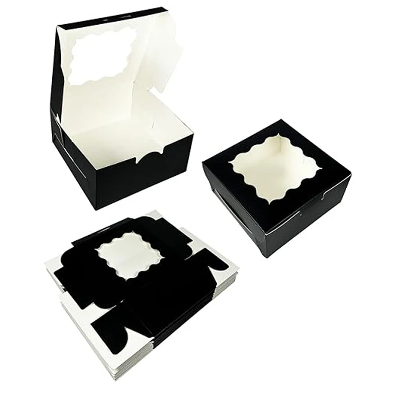 30PCS 4x4x2.5 Inches  Cake Boxes with Window  Bakery Boxes Pastry  Boxes for Cake, Pastries Chocolates Cupcakes  Valentine\'s Day