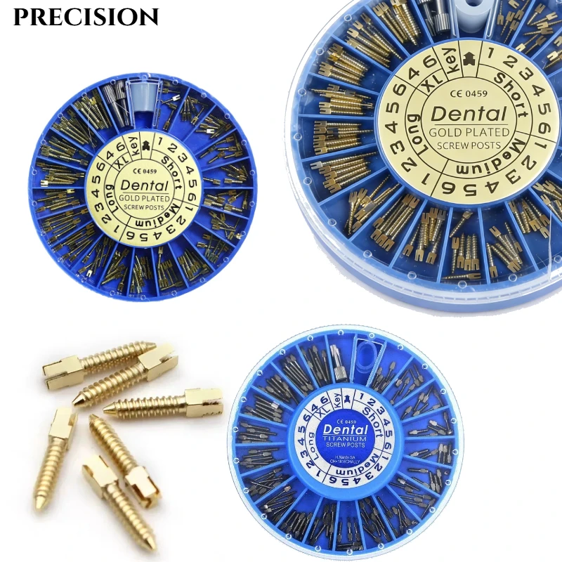 

120PCS /Box Dental Screw Post Dental Golden Plated Screw Post TITANIUM Screw Posts for Stainless Steel Dentist Tool