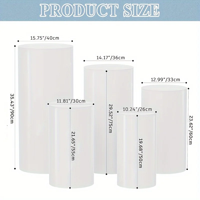 قاعدة كعك بيضاء كبيرة ، قاعدة اسطوانية للحفلات ، ديكور لحفل الزفاف وعيد الميلاد #5