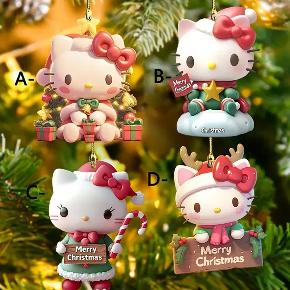 Sanrio 2D Simpatico ciondolo per albero di Natale Hellokitty Kuromi Decorazione anime Decorazioni creative per giocattoli di cartoni animati Accessori per feste