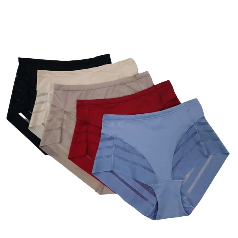 Cuecas de cintura alta mulheres calcinha sem costura alta elástica controle de barriga shapewear roupa interior brilhante lingerie sexy M-3XL