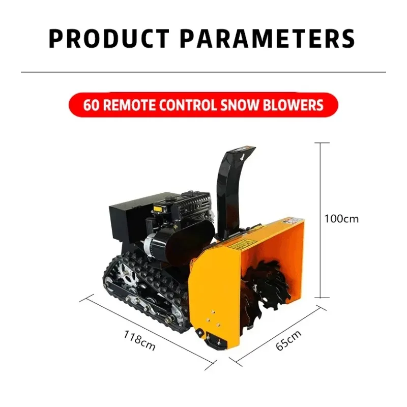 Commercial 2-in-1 snow removal machine and lawn mower track type remote control distance