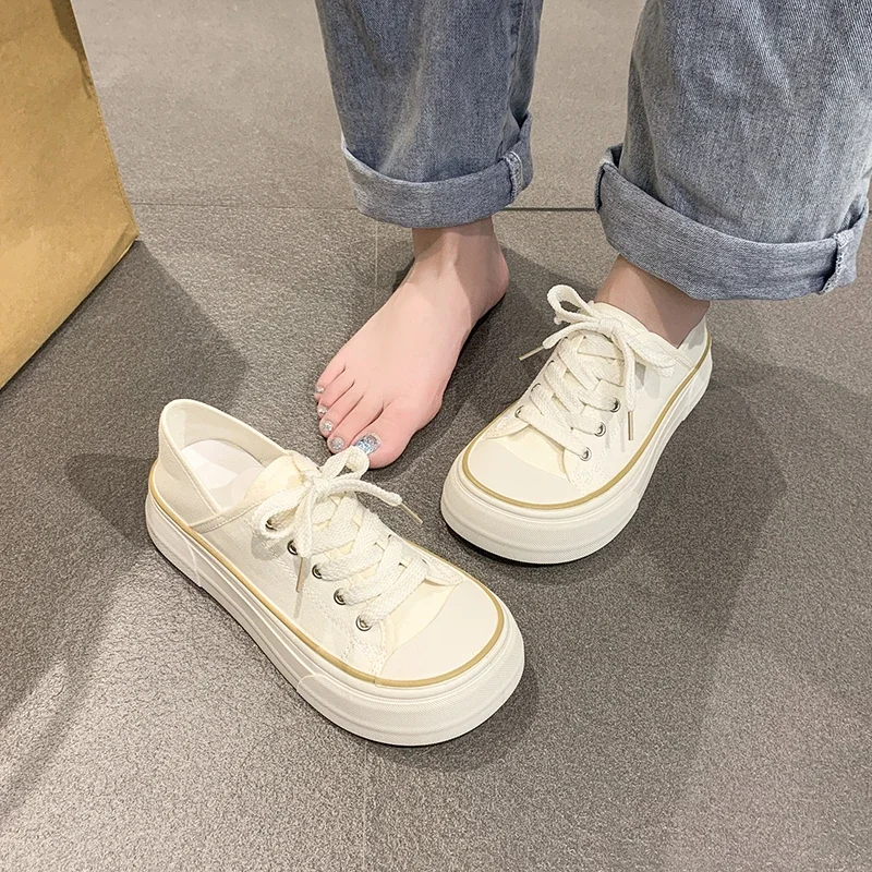 Damen Freizeitschuhe Frühling Neue Modische Koreanische Art Weiche Sohle Rutschfest Vielseitig Täglich Einfache Niedrige Canvas-Schuhe – Detail 7