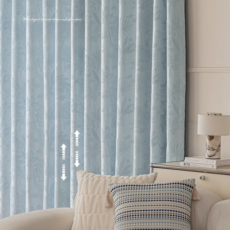 French Jacquard Chenille Curtains Blackout High-end Embossed Curtains for Living Dining Room Bedroom Custom Size Decoration