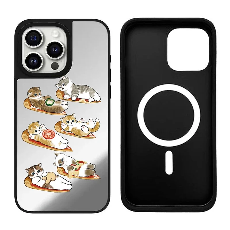 

Cute Cats iPhone 12 13 14 15 16 Pro Max Mirror Surface MagSafe Case Cover Shell