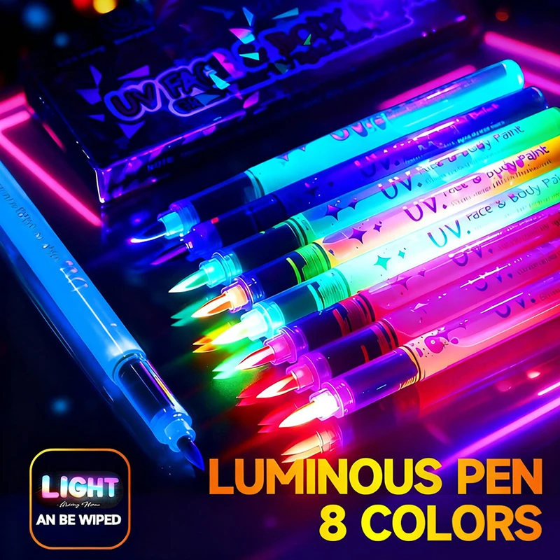 8/12/18pcs Colorful Luminous Pen Human Face Paint Pen Studen