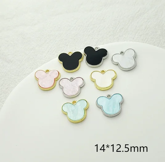 10 Uds. De pendientes colgantes de Metal de color cabeza de Mickey de Disney, pulsera, collar, llavero, accesorios para hacer Artesanías hechas a mano DIY