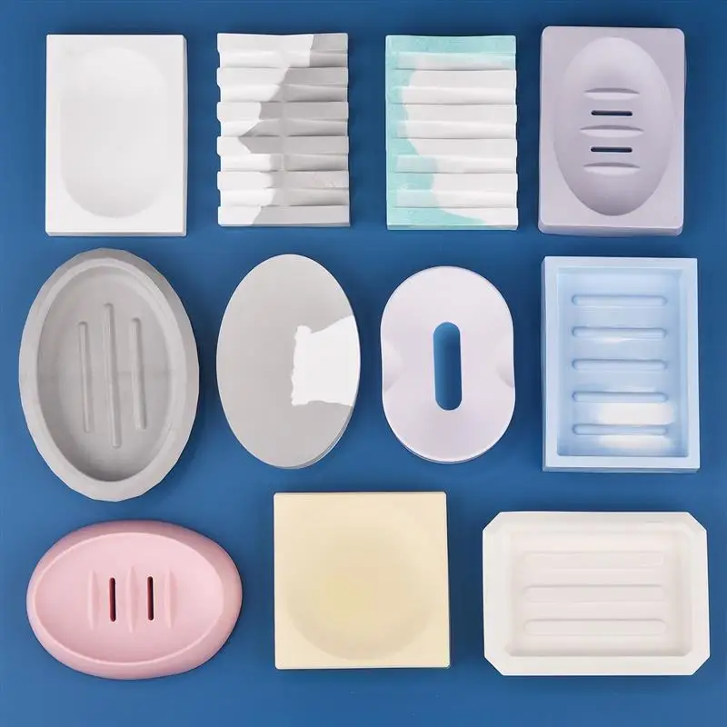 Handmade Soap Holder Storage Box Mold Epoxy Resin Mold Soap Dish Leaking Drain Box practical Silicone Mold Home Decoration