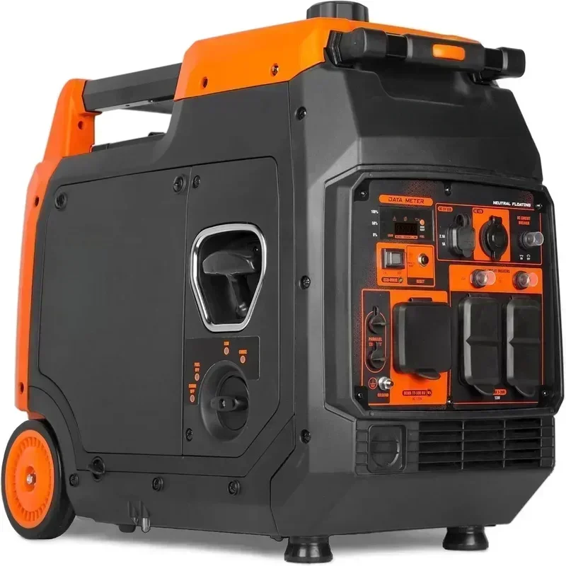 El generador inversor portátil de 4800 vatios produce energía limpia, previene daños, electrónica sensible, tanque ultraeficiente de 1,9 galones