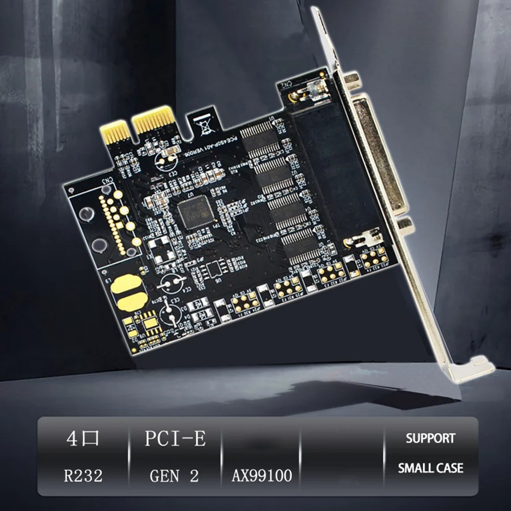 

Optimal PCI-E Serial Port Card Pcie to 4 Serial Port RS232 9-Pin Industrial Control 4-Port Expansion Card AX99100 with Cable