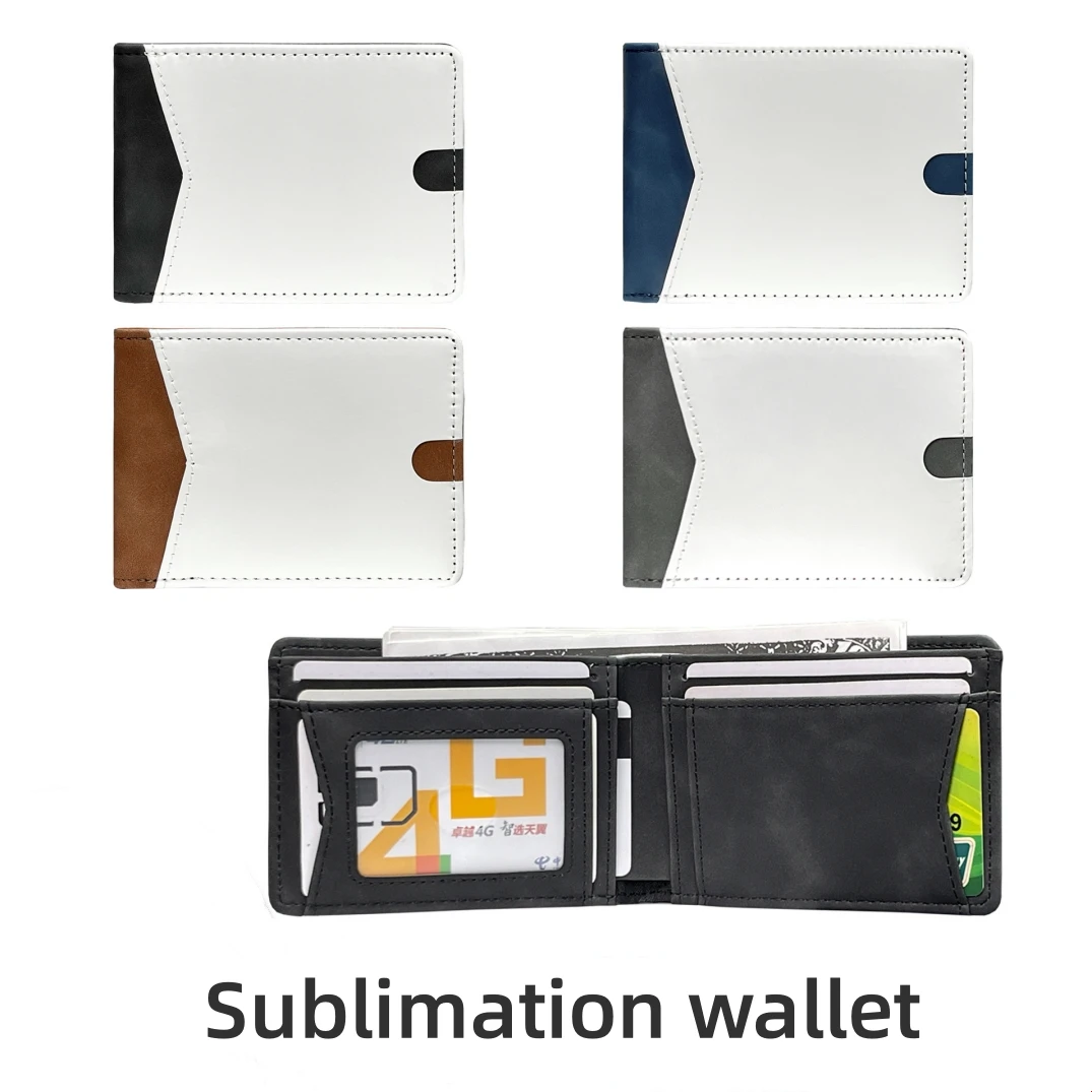 New Design PU Wallet 4 Colors Option Sublimation Blanks Card Holder Foldable Lady Purses For Heat Transfer Print Men Multi-card