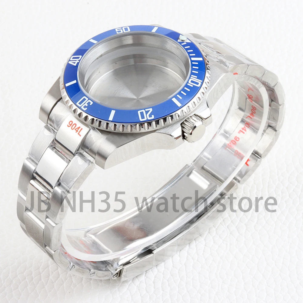 NH35 Mens Watch Case 40mm Green/Black/Blue Ceramic Bezel Sapphire Glass Waterproof for SUB Case NH34 NH35 NH36 NH38 movement