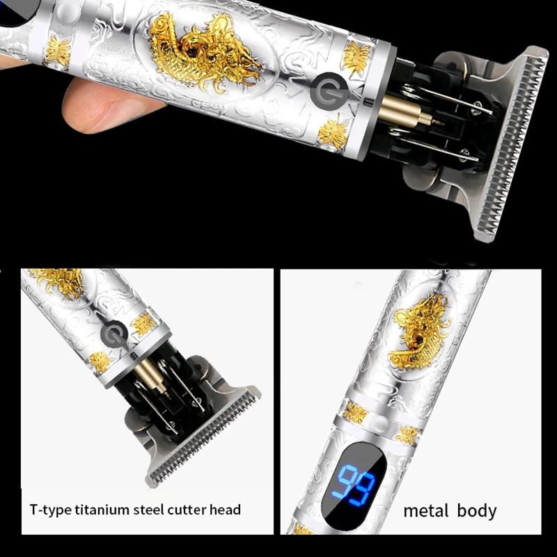 Tondeuse à barbe électrique professionnelle pour hommes, affichage numérique, aste par USB, sans fil, coupe de cheveux