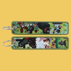 Cute Little Mole Embroidered Key Fobs Cartoon Animal Key Tags Keychain for Car Motorcycles Keyring Chaveiro Jewelry Gifts