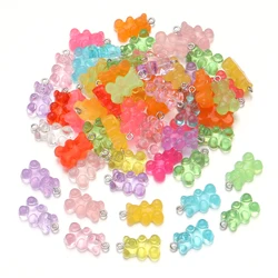 20pcs/lot Cute Mini Bear Acrylic Pendant Colorful Transparent Earring Pendant Charm For Jewelry Making Diy Handmade Accessories