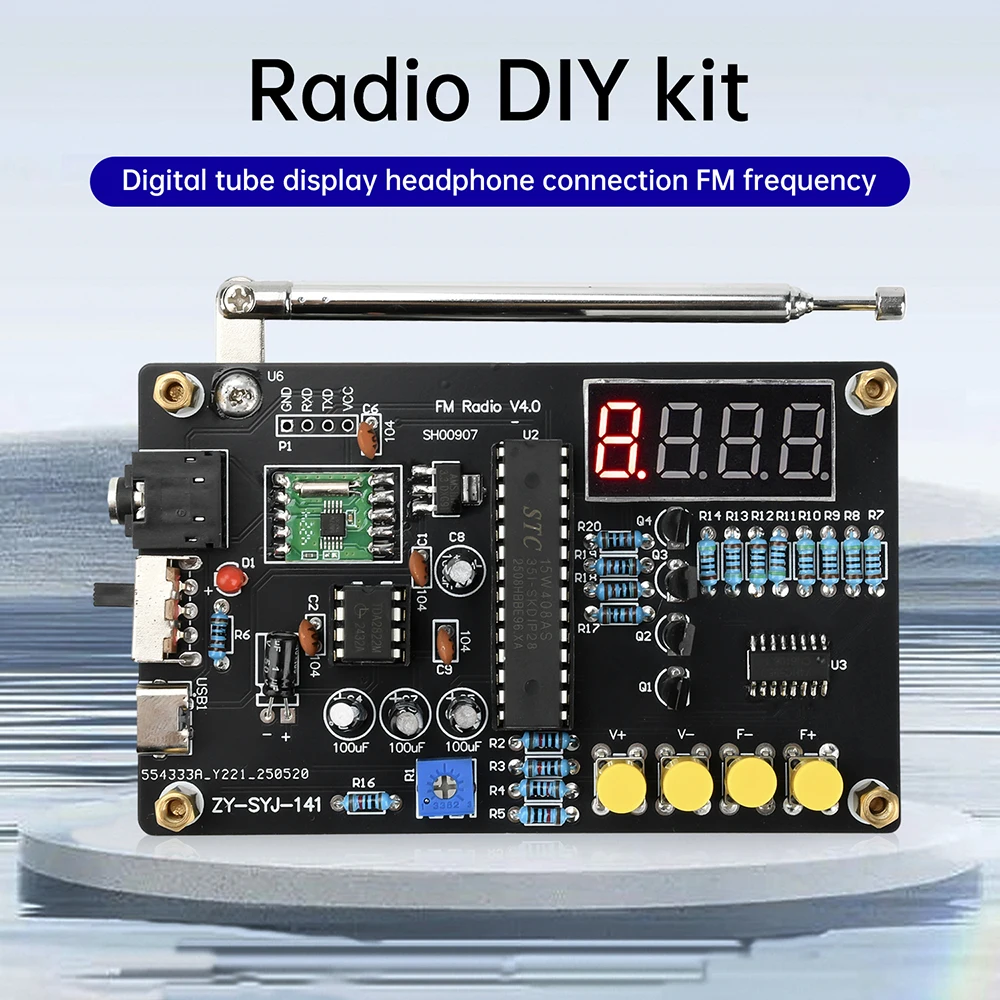 RDA5807M FM Tunable Radio  87-108MHz DC5V DIY Electronic Radio Kit Type-C Interface Electronic Soldering Project