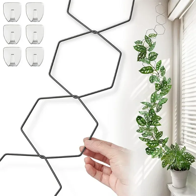 

2026-Premium 18Pcs Hexagonal Plant Trellis With 6 Hooks Sturdy Iron Support For Indoor Outdoor Climbing Plants