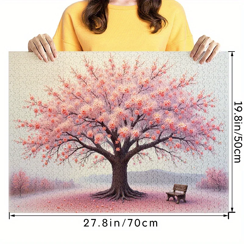 1000 قطعة من أحجية الصور المقطوعة للبالغين - تحت شجرة زهر الكرز مع مقعد، ورق ممتاز عالي الجودة ومضاد للخدش، فيبران #2