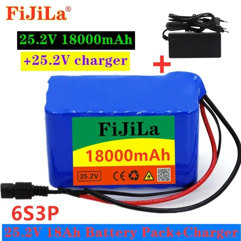 

18650 lithium battery composition 6s3p 25.2V 18000mAh electric/lithium-ion battery+25.2V 2A charger