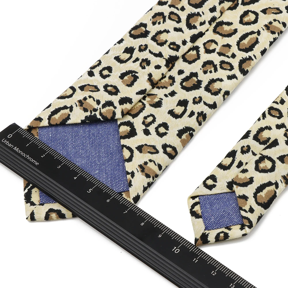 ربطة عنق قطنية كلاسيكية فنية بطبعة الفهد مقاس 7 سم للرجال والنساء، ربطة عنق رائعة، هدية لحفلات الزفاف