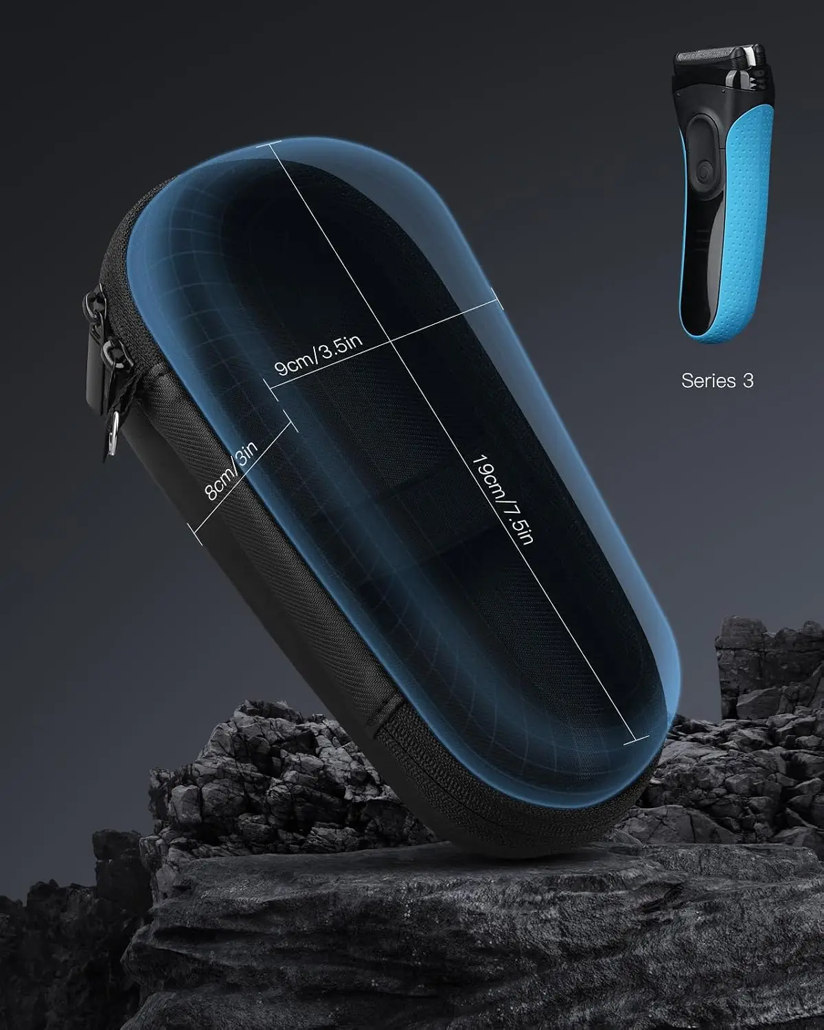 Yinke Wasserdichte & Stoßfeste Hülle für Braun Series 5 und Weitere Elektrorasierer, Reise-Schutzhülle Aufbewahrungstasche (Nur Hülle) – Detail 5