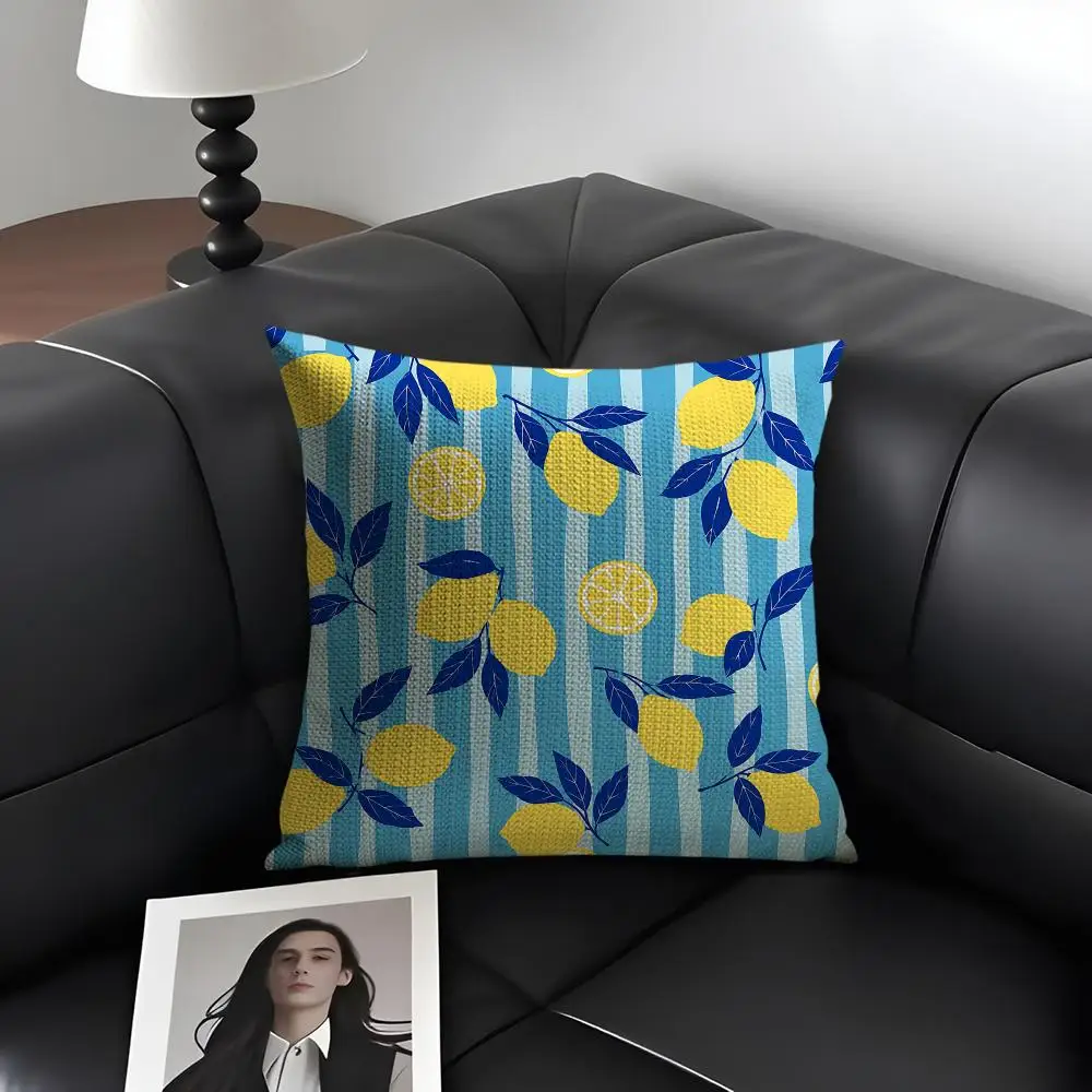 Blue Coastal Nautical Mediterranean Cushion Cover Natural Linen Fabric Double-Sided Printing Breathable Perfect Gift For Decor