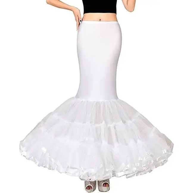 Feminino sereia petticoat fishtail underskirt trompete crinoline para vestido de casamento 2024