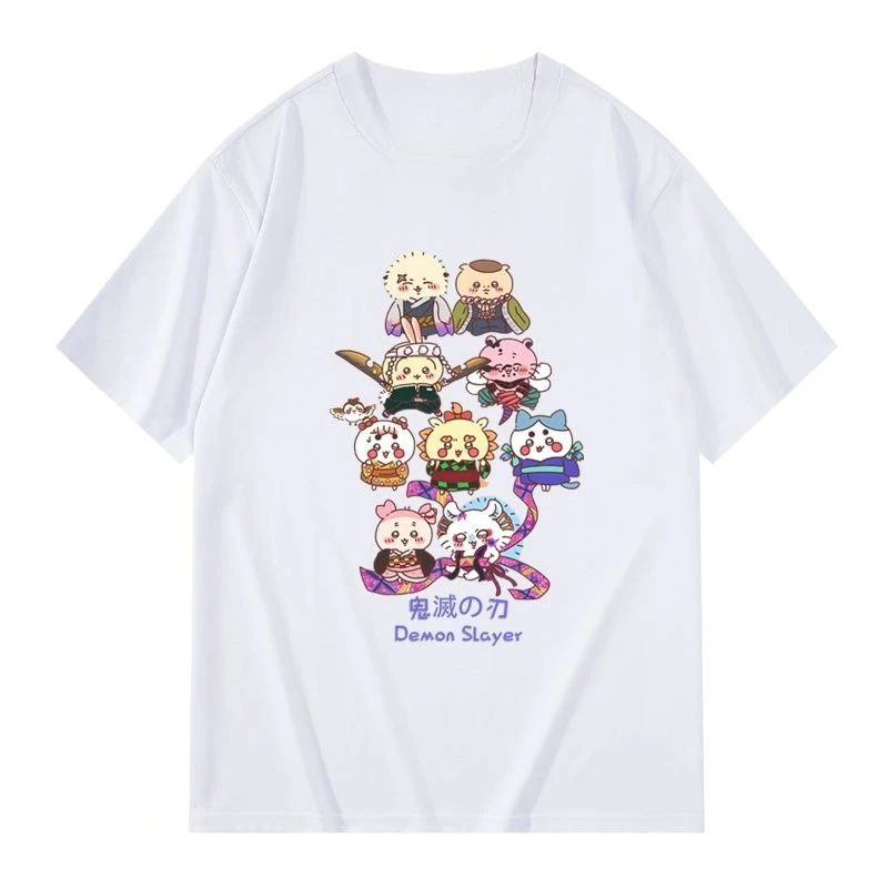 2026 Chiikawa Usaqi Joint Ghost Slayer Blade Parent Child Pure Cotton T-shirt Comfortable, Breathable, High Quality Ins Y2k