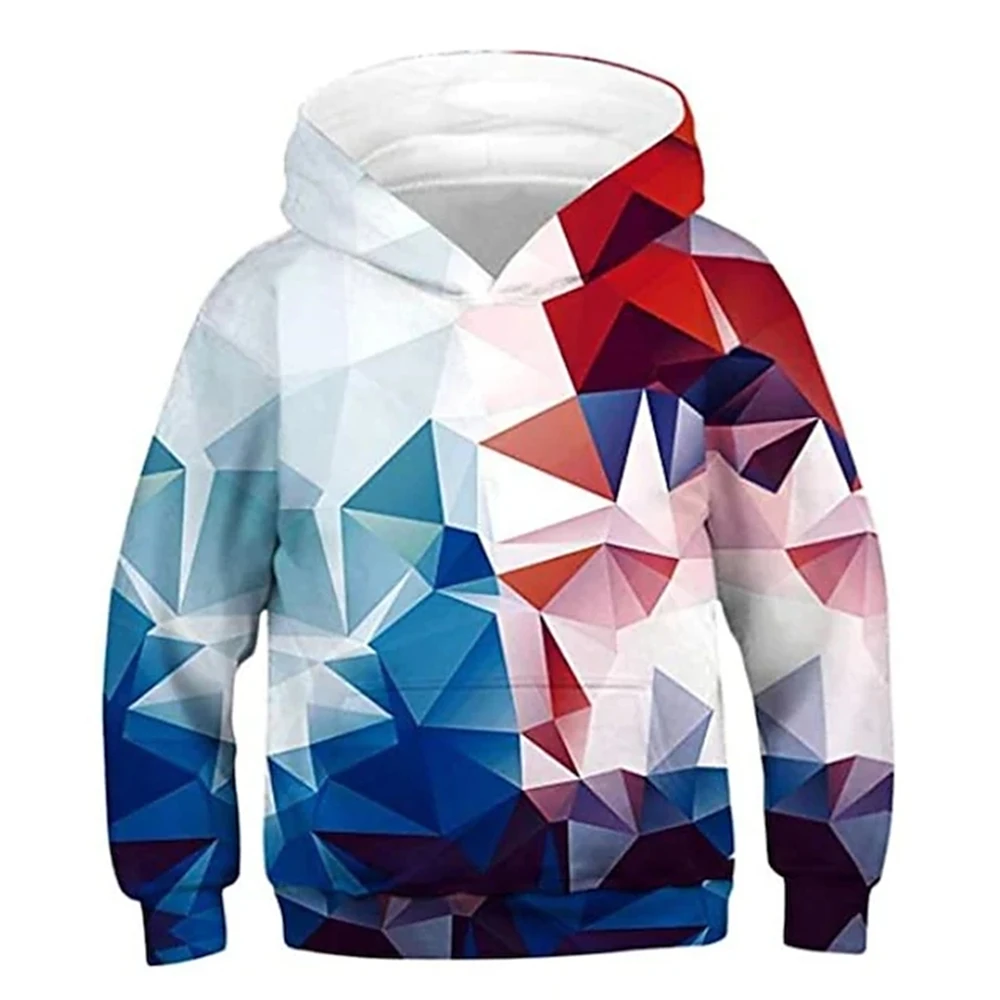 Hoodies 3D Print Irregular Prismatic Hooded Sweatshirt Children clothes Boys Girls Fashion Pullover kids Streetwear Unisex Coat