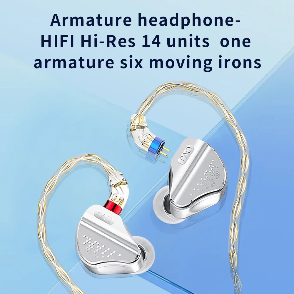 CVJ Bidong 1DD+6BA 14 Units HiFi in-Ear Earphones Monitor Edition Music Iems 4-in-1 Multi-Cable