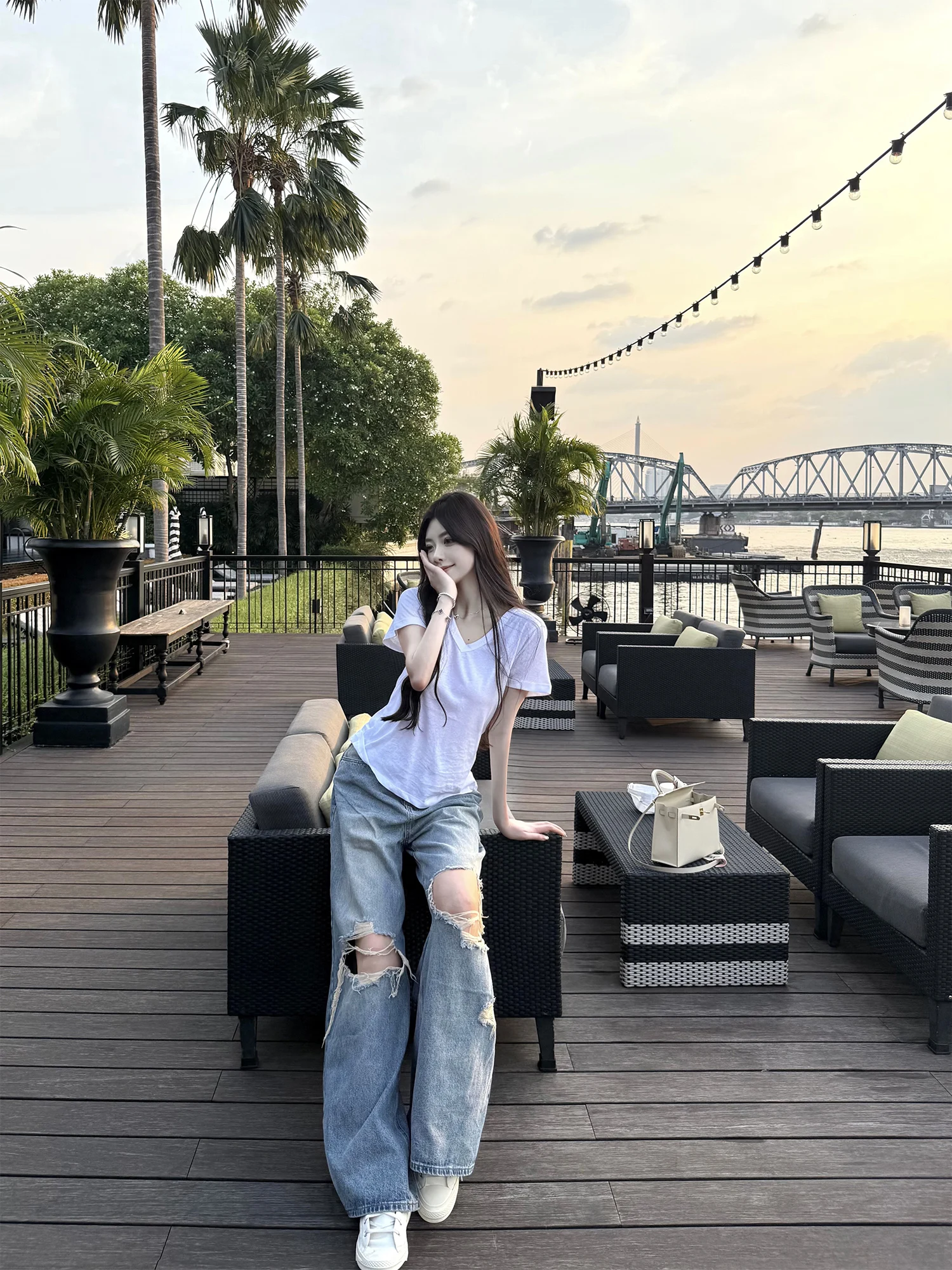 

Джинсы J Studio матового синего цвета с высокой талией, свободного прямого кроя, женские, модные, с дизайнерскими прорезями, хлопковые, повседневные, весенние брюки