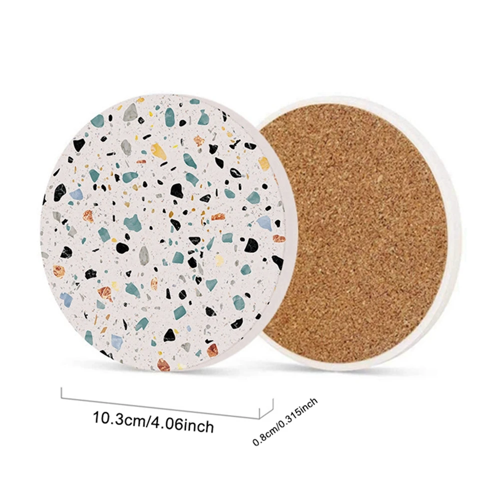 

Eco-Friendly Stone Drink Coasters – Soft Cork Backing for Anti-Slip Grip Ideal for Hot/Cold Beverages Modern Home & Kitchen Gift