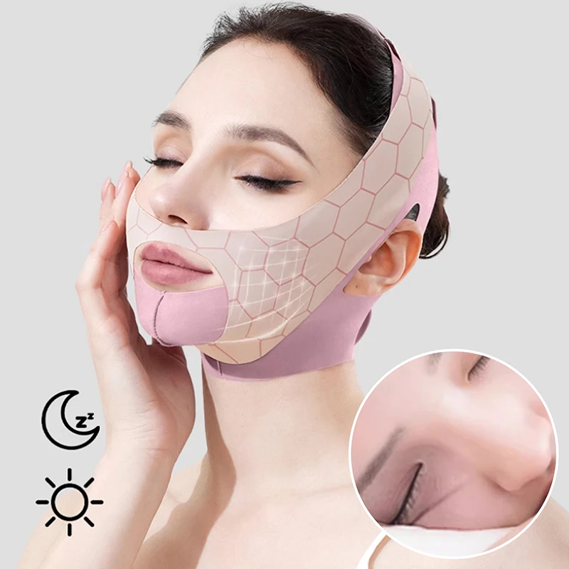 1Pcs Breathable Slimming Band Cheek Lift Up Face Thin Mask Reduce Double Chin V-Line Shaping Bandage Anti Wrinkle Sleeping Strap