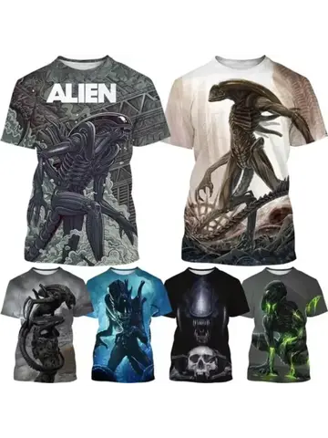 Fashion Men Clothing New Alien Creature 3D Print T-shirt Personalized Casual Oversized T Shirt Harajuku Street Unisex Tops Tees