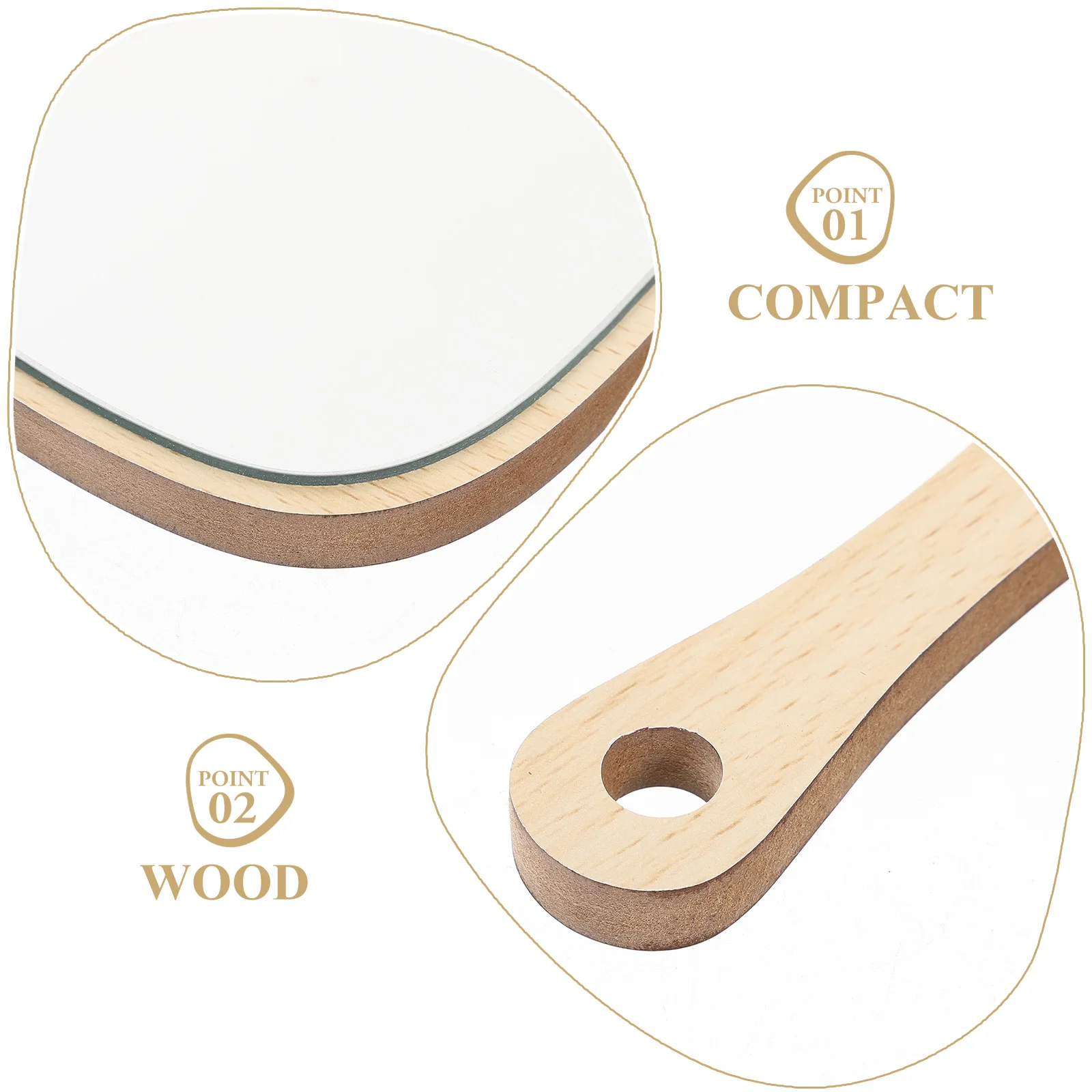 Eco Friendly Wooden Handle Mirror Portable Handheld Makeup Smooth Travel Salon Use Vanity Mirror Wall Mounted Desktop