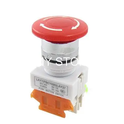 660V 10A Red Sign Mushroom Emergency Stop Push Button Switch 22mm Twist Release