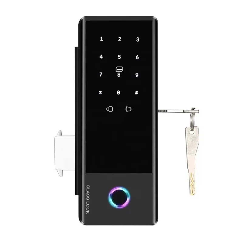 Glass Door Slide Lock With Keys Blue-tooth or  Wifi Smart Locks with Screen Biometric Fingerprint Electronic Lock