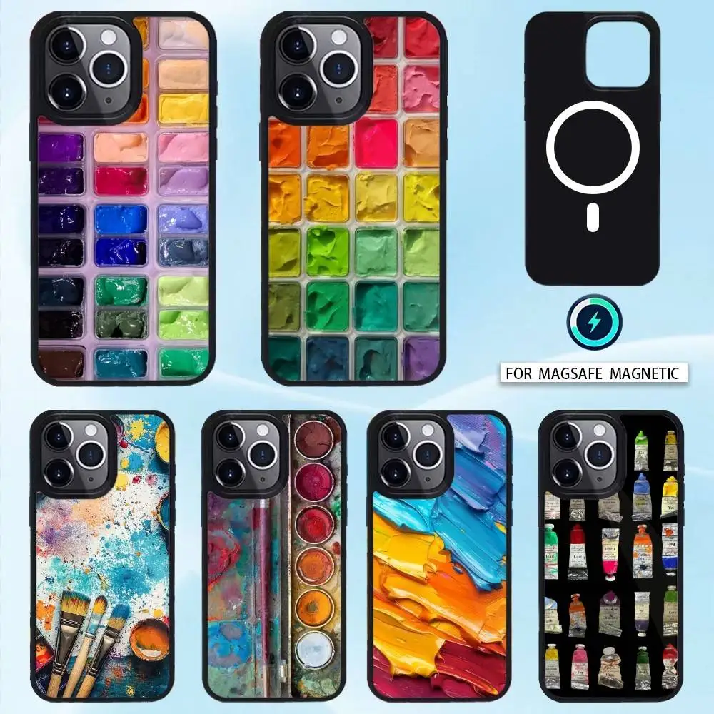 

Watercolors Set Paint Palette Phone Case For iPhone 16,15,14,13,12,Pro,Max For Magsafe Magnetic Wireless Charging