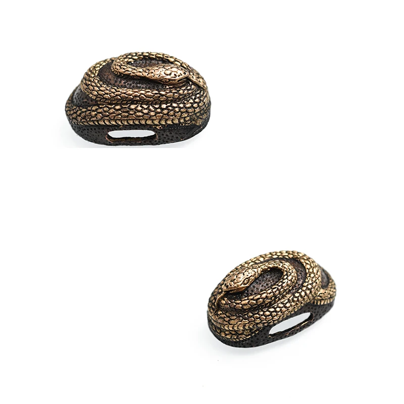 Samurai Sword Snake Tsuba Set Brass Plated Katana Guard with Fuchi Kashira Menuki,DIY- Custom Sword Accessories view 4