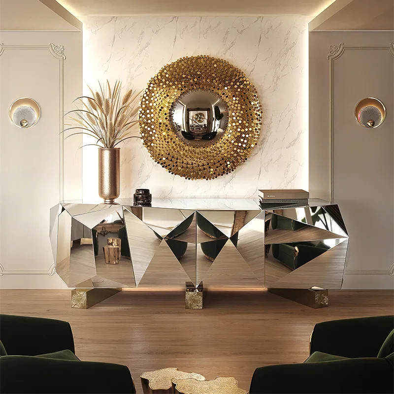 Modern light luxury dining side cabinet hotel villa creative art living room wall high-end locker