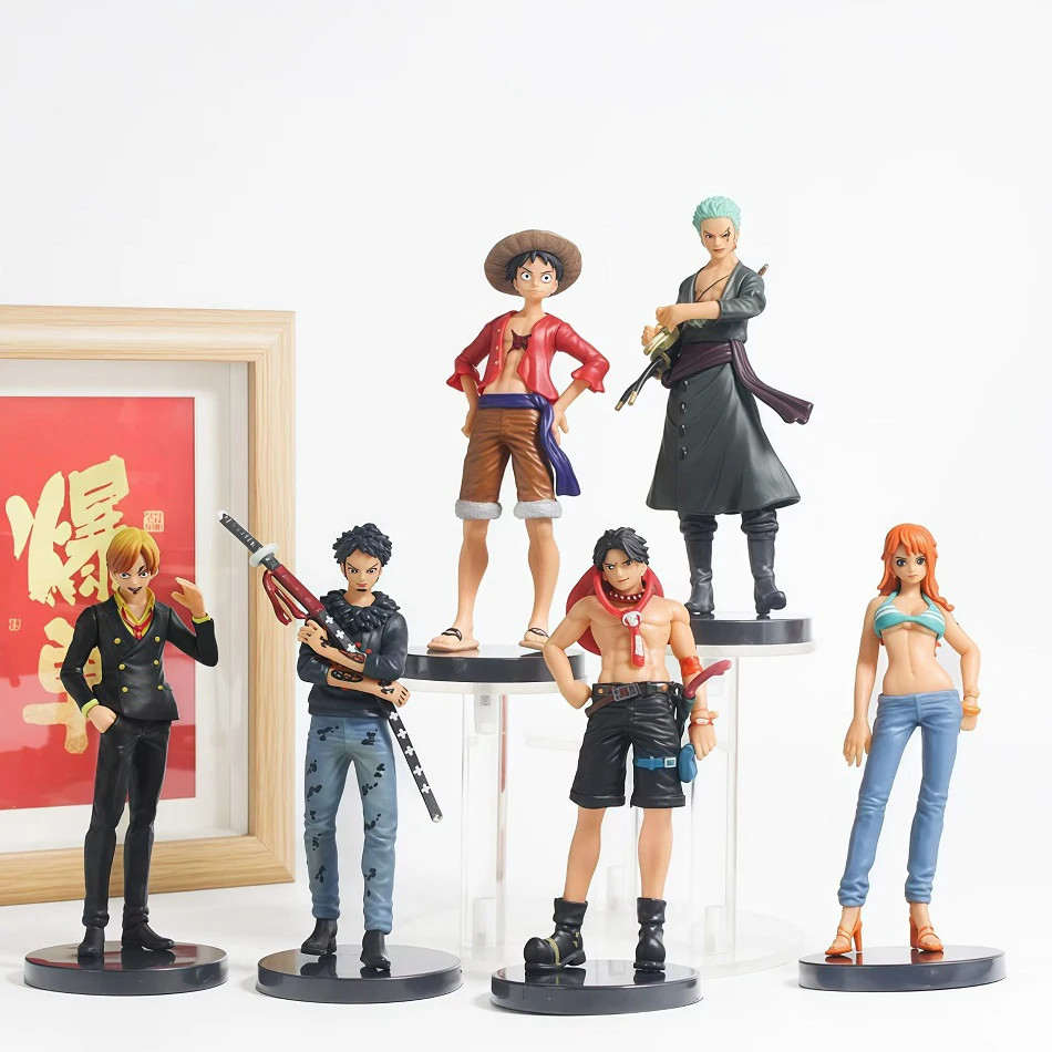 6 Stück Anime One Piece Figuren Monkey D. Luffy Roronoa Zoro Sanji Action-Modelle PVC Desktop-Statue Ornament Sammlerstücke Geschenke