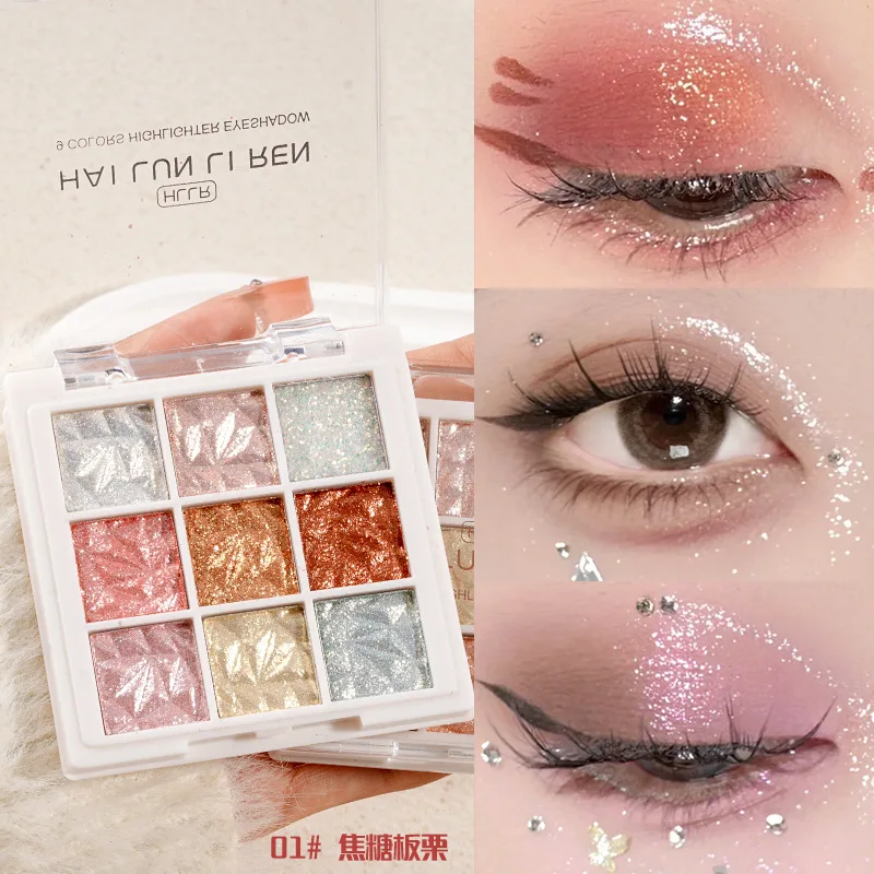 팔레트 スノーフレーク 9 色アイシャドウ - スパークリング パール スパンコール ダイヤモンド ホワイト アイシャドウ パーリー チャーミング コンター アイズ メイクアップ パレット