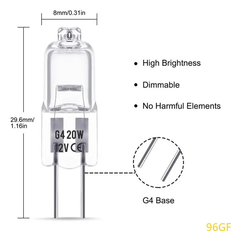 96GF Small Microwave Oven Lighting Bulb Led Bulbs with 2-Pin 12V 20W 10W High Temp Appliance Lighting Bulb for Replacing Old