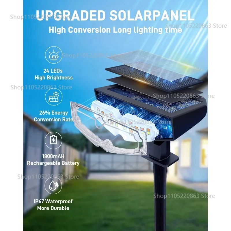 4-Pack IP67 Waterproof Light Emitting Diode Solar Spotlights Outdoor Garden Patio and Path Landscape Lighting DC Power Supply