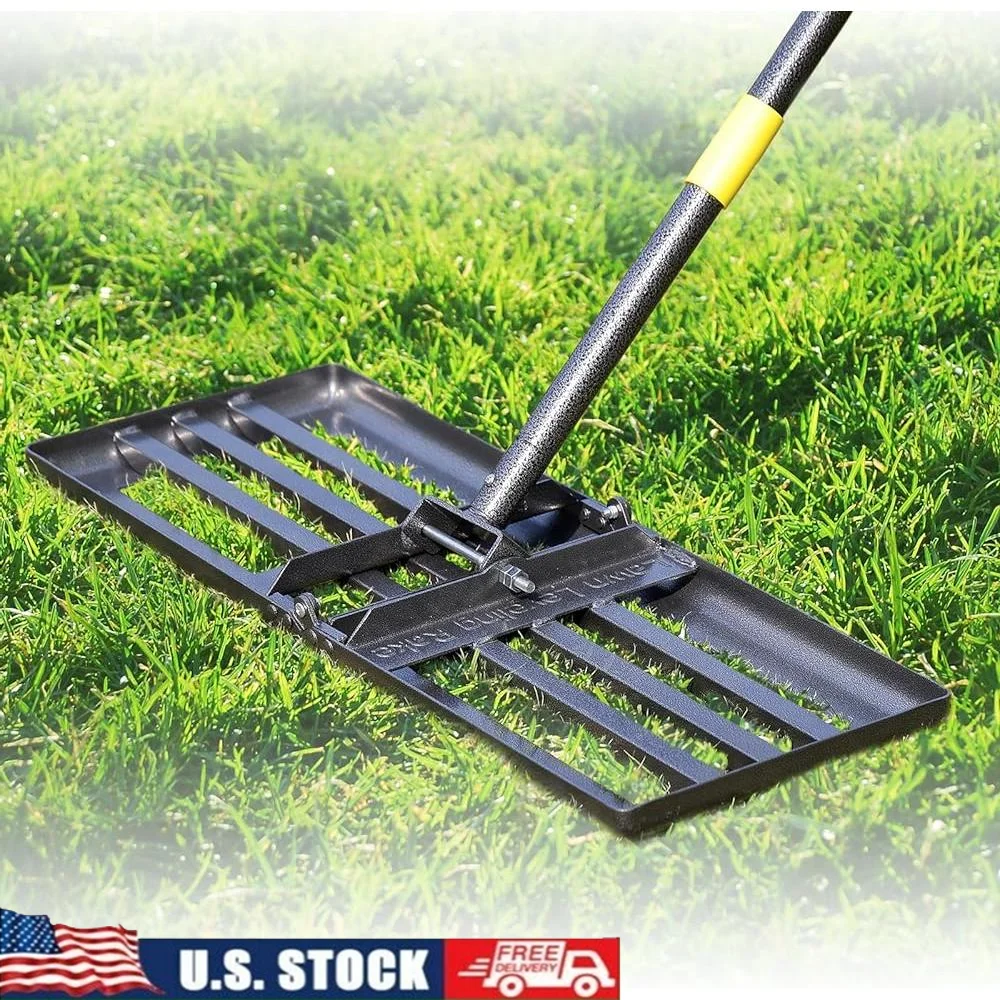 

Heavy Duty Lawn Leveling Rake Stainless Steel Adjustable Handle 30x10 Anti Flipping Smooth Ground Leveler Durable Construction
