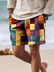 Pantalones cortos de Surf para hombre, Shorts de baño con cordón y forro de malla, pretina elástica, secado rápido, informales, para vacaciones y playa