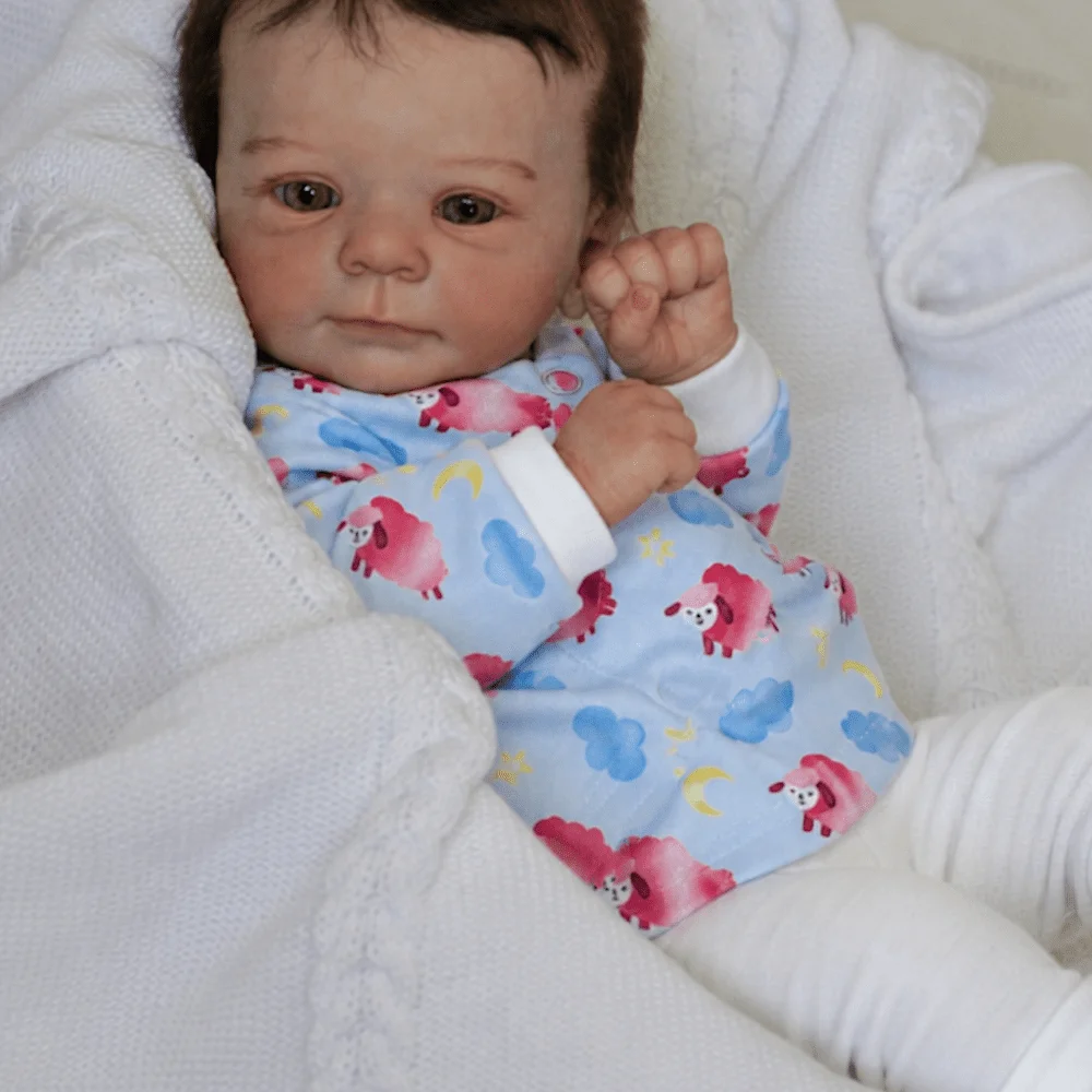 BZDOLL 45CM 18INCH Cloth Body Cute Sweet Reborn Baby Doll, Lifelike 3D-Paint Vein Skin Handmade Toy, Children Gift with Pacifier